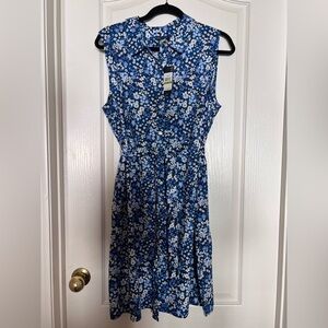 Tommy Hilfiger Blue Floral Sleeveless Midi Shirt Dress Size 14 NWT